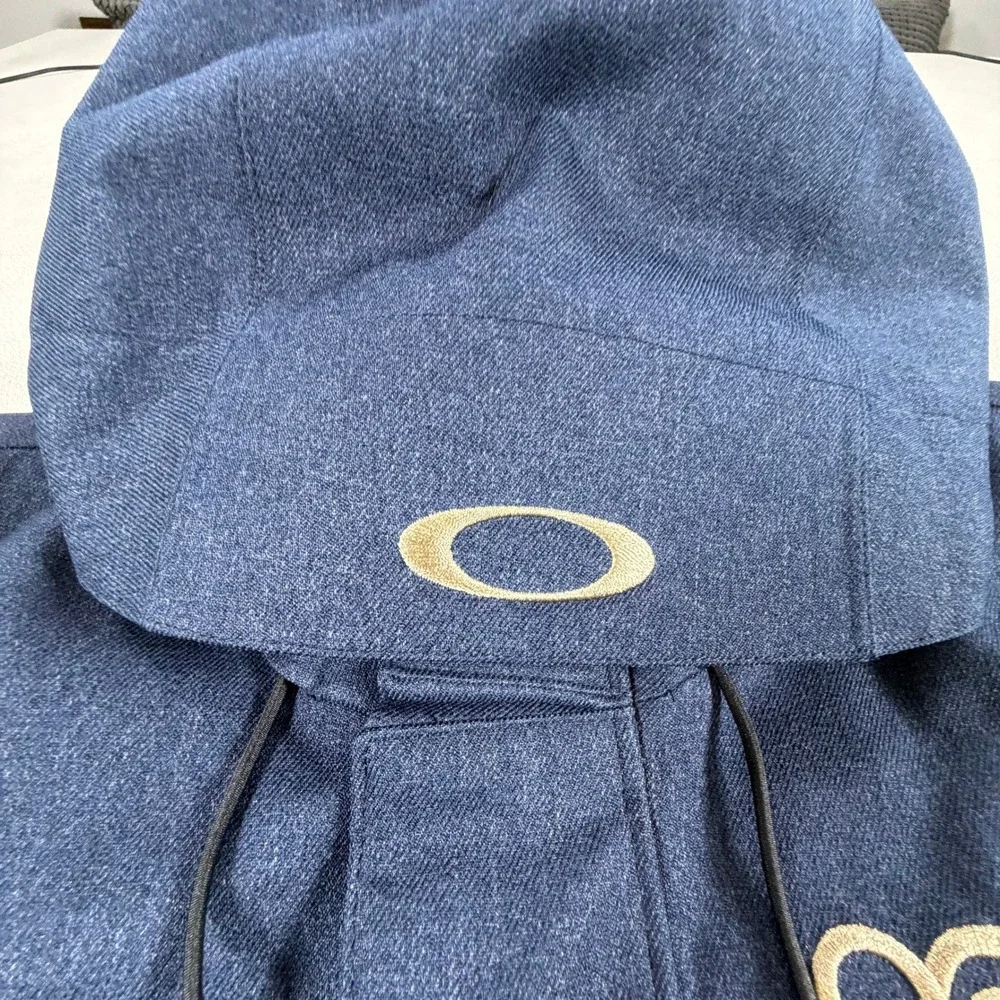 Oakley Pro Rider Series Parka Mens Medium Navy Blue Tan Hooded Ski Snow Jacket
